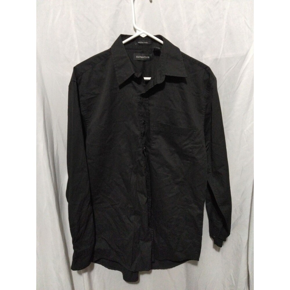 Ultra Club Mens Button Down Shirt Size Small Black Whisper Twill
